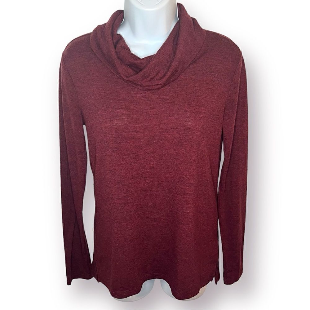 Old Navy Cowlneck Turtleneck Marled Long Sleeve Knit Top Dark Red S